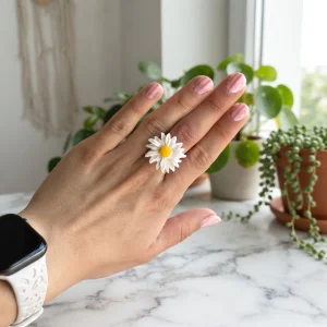 anillo margarita arcilla polimerica